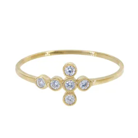 10k Yellow Gold CZ Cross Ring