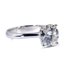 14k White or Yellow Gold Solitaire Moissanite Ring 2.5ct