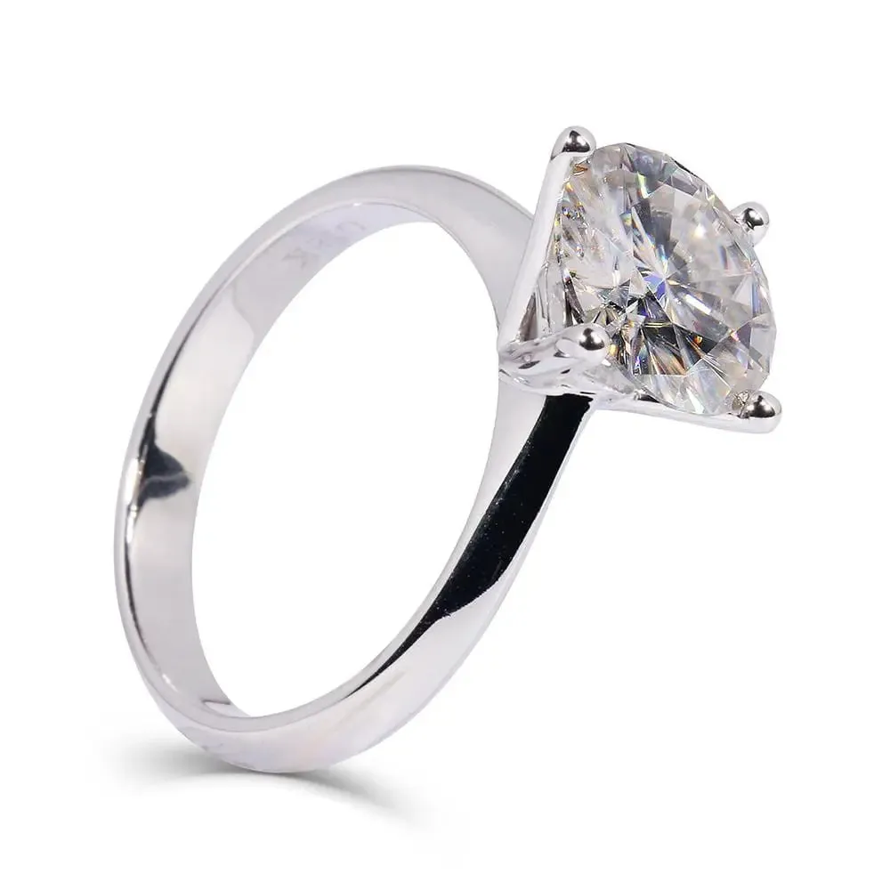 14k White or Yellow Gold Solitaire Moissanite Ring 2.5ct