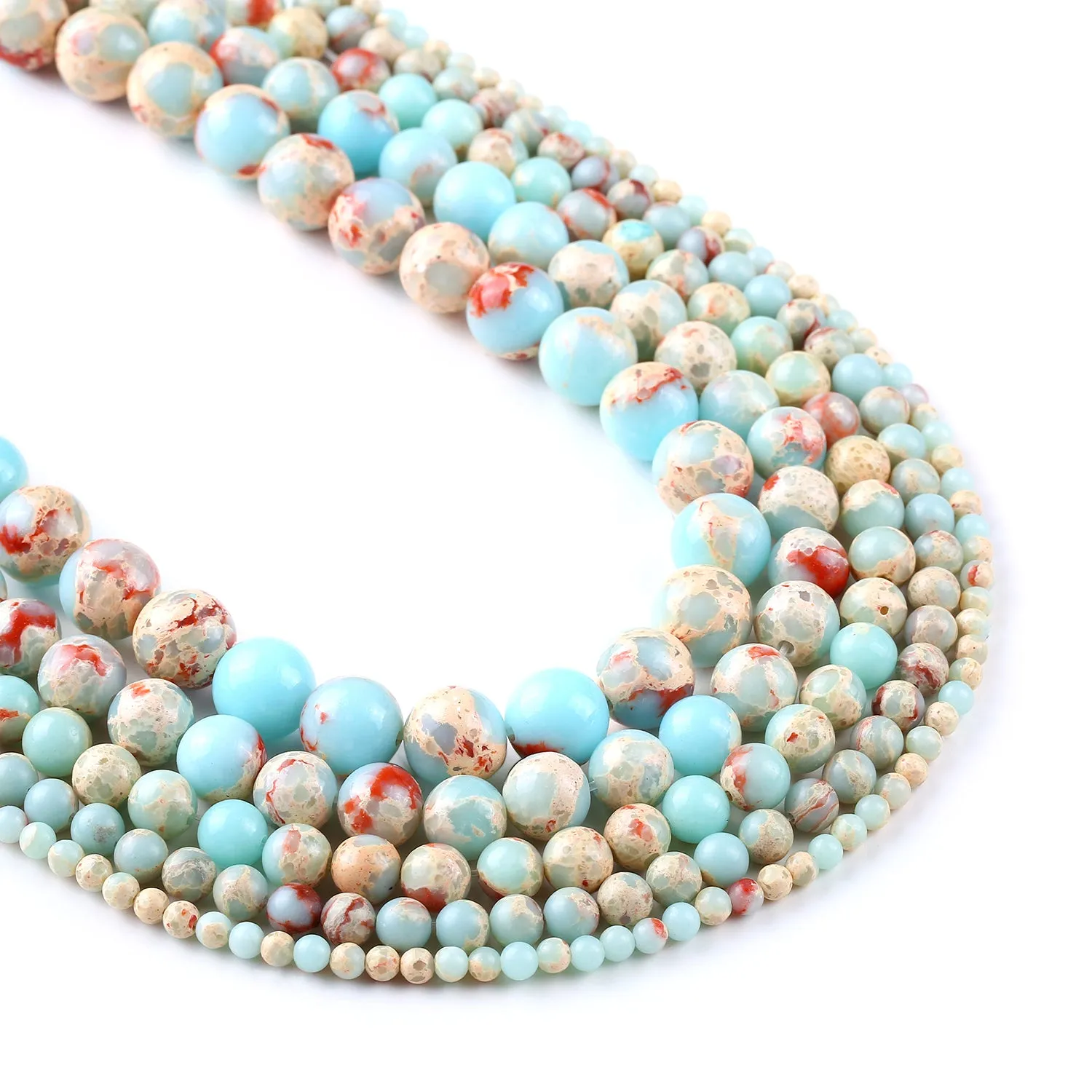 15'' Aqua Sea Sediment Jasper Beads 4/6/8/10/12mm Round Imperial Impression Stone Wholesale 102999