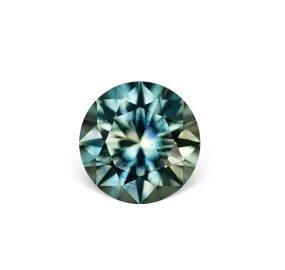 1.85CT ROUND BRILLIANT PRECISION CUT MONTANA SAPPHIRE, TEAL BLUE GREEN, 7.4MM