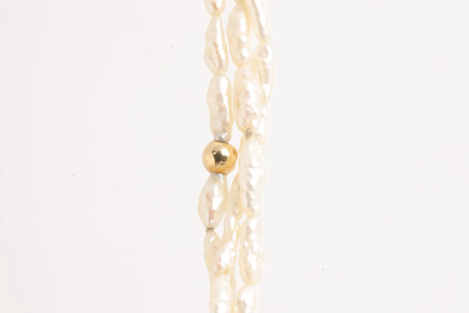 21" 14k Yellow Gold Pearl Gold Bead Necklace (15.84g.)