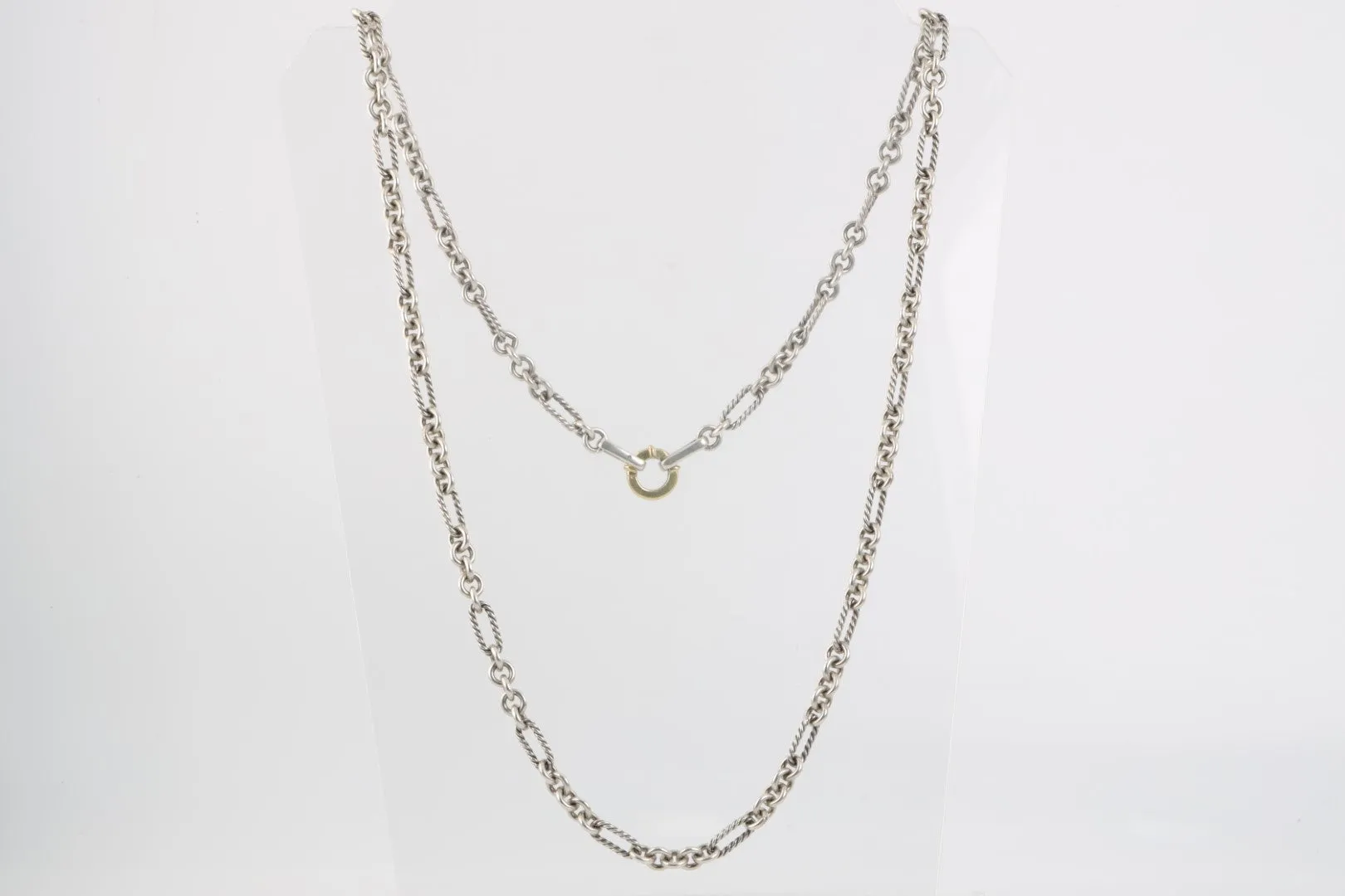 32" David Yurman 925 Silver & 18k Yellow Gold Double Cable Chain (83.92g.)