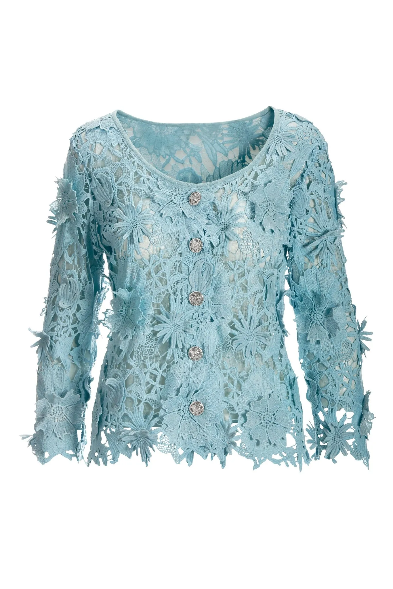 3D Floral Lace Jacket Airy Blue