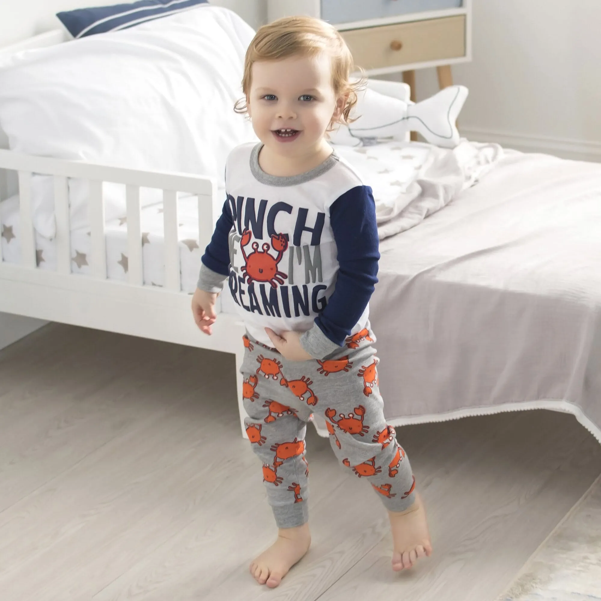 4-Piece Boys Crab Snug Fit Cotton Pajamas