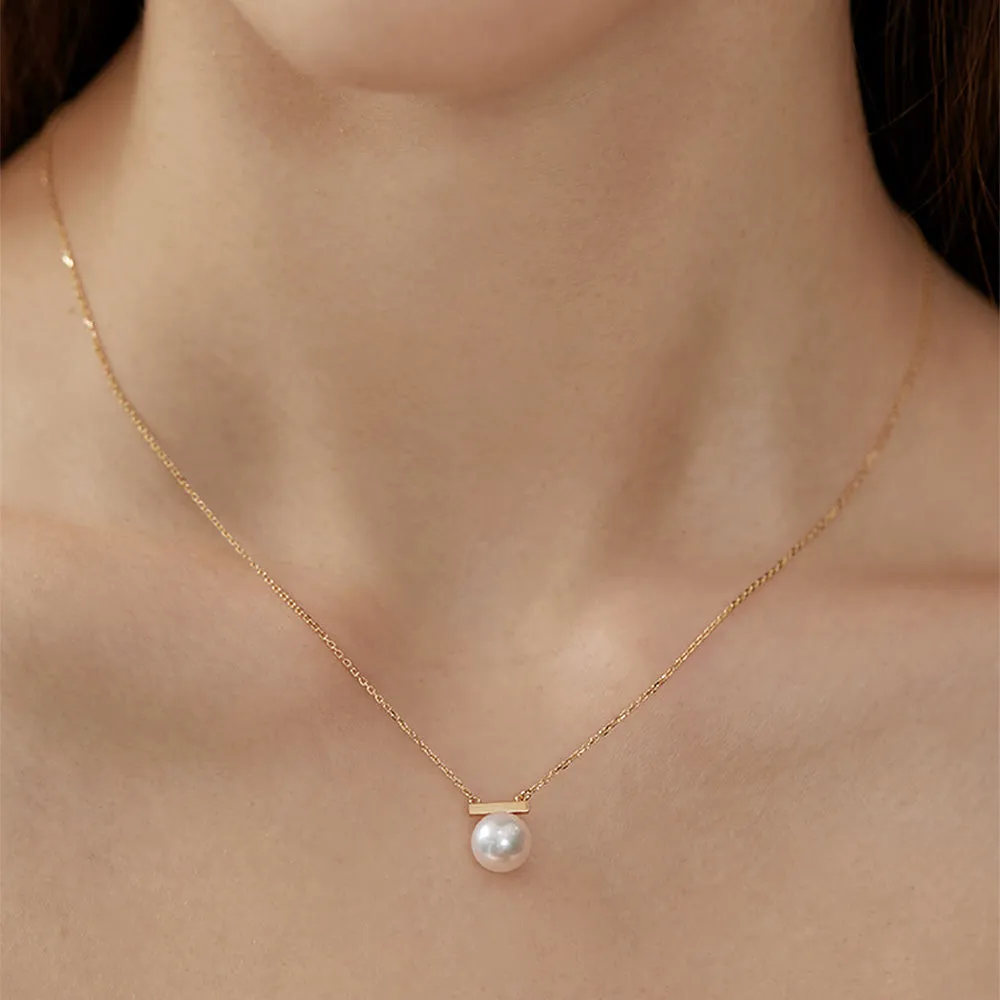 8mm Freshwater Cultured Pearl Balance Beam Necklace