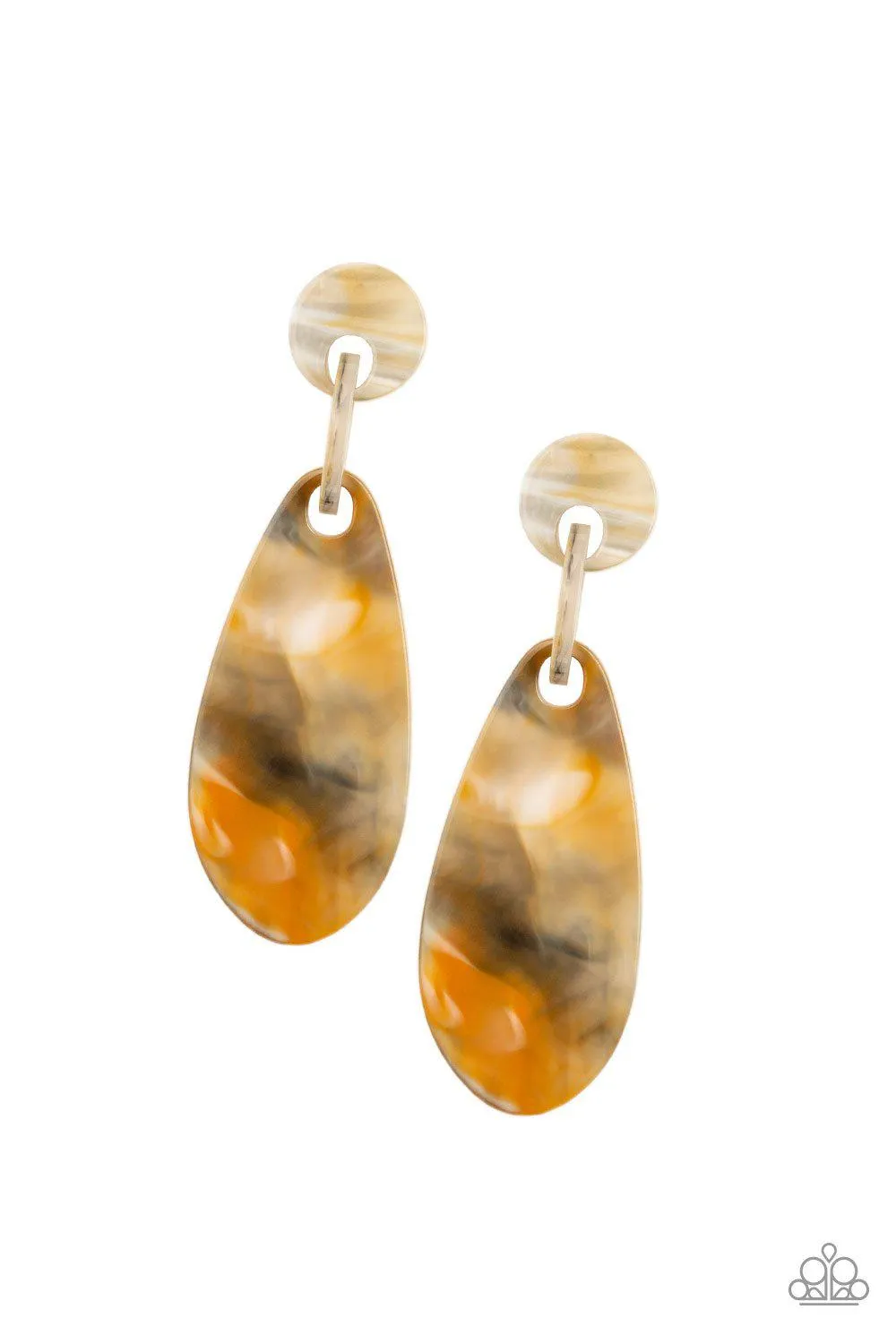 A Haute Commodity Smoky Yellow Acrylic Earrings - Paparazzi Accessories