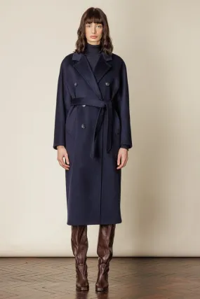 Adriana Wrap Coat - Navy Wool