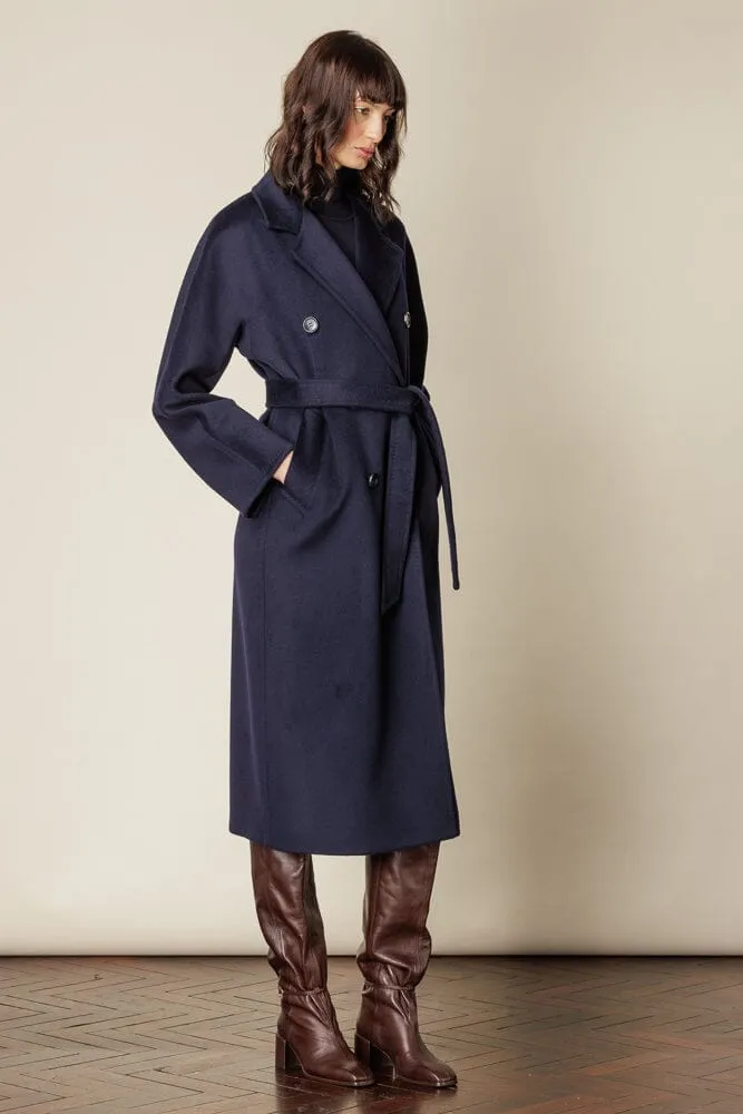 Adriana Wrap Coat - Navy Wool