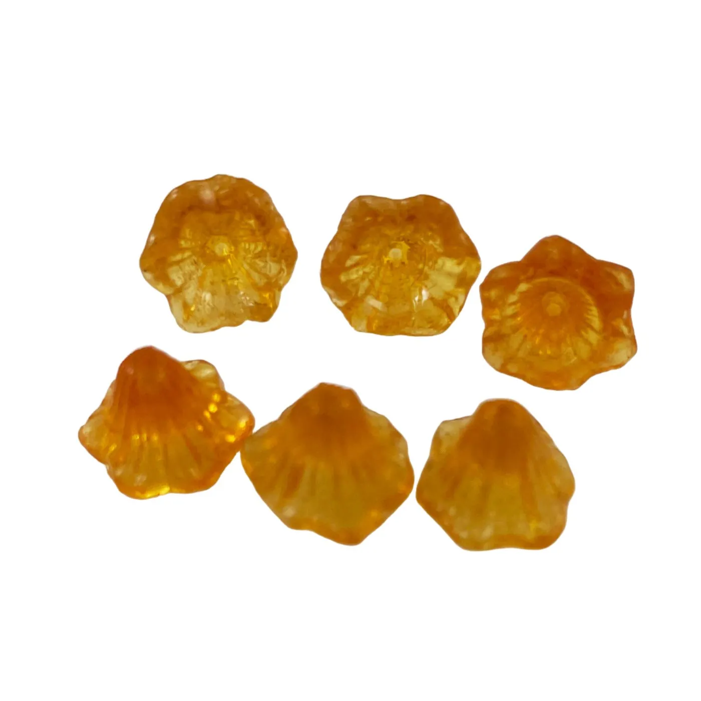 Amber Glass Flower Cup Beads - Vintage (6)