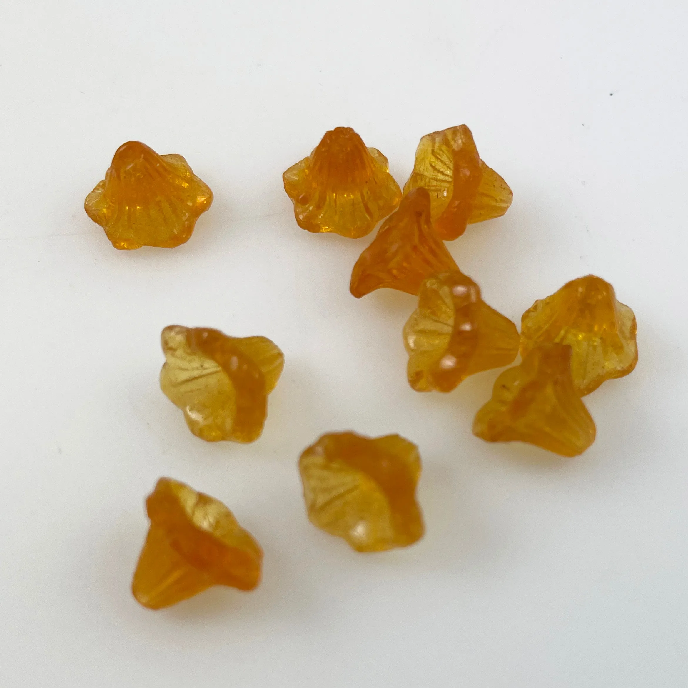 Amber Glass Flower Cup Beads - Vintage (6)