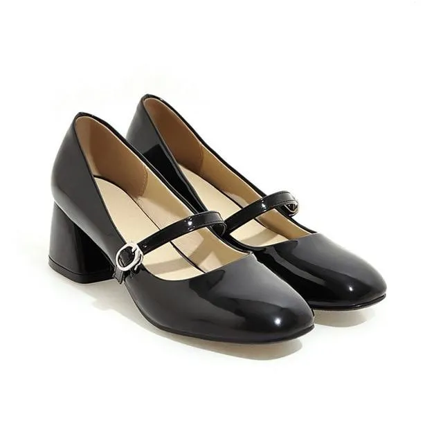 Années 60 Retro Chaussures Mary Jane Cuir Vernis