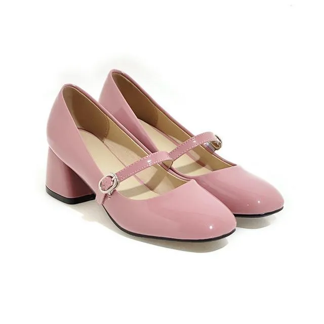 Années 60 Retro Chaussures Mary Jane Cuir Vernis