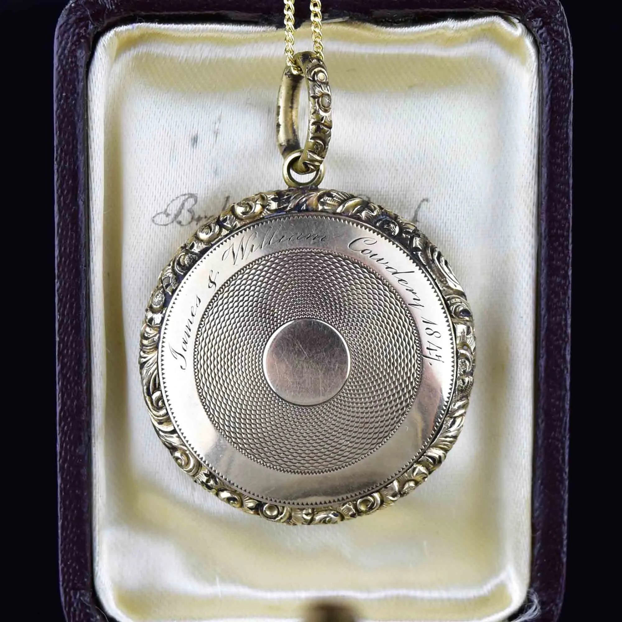 Antique Prince of Wales Pearl Repousse Engraved 1847b Georgian Locket