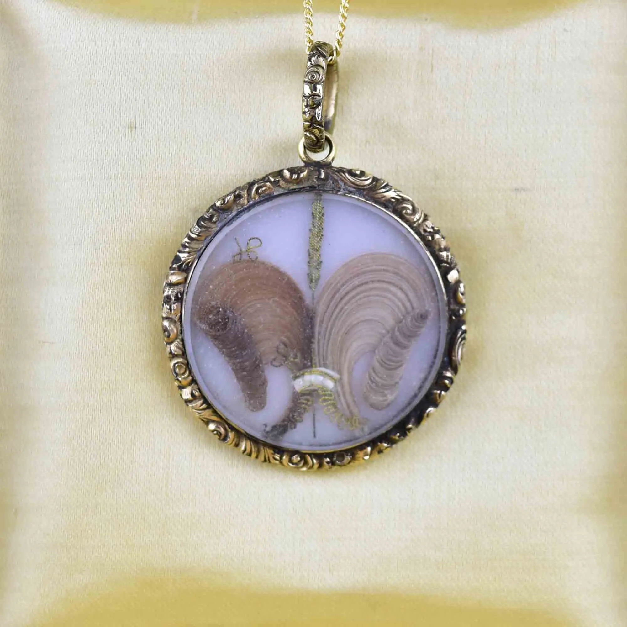 Antique Prince of Wales Pearl Repousse Engraved 1847b Georgian Locket