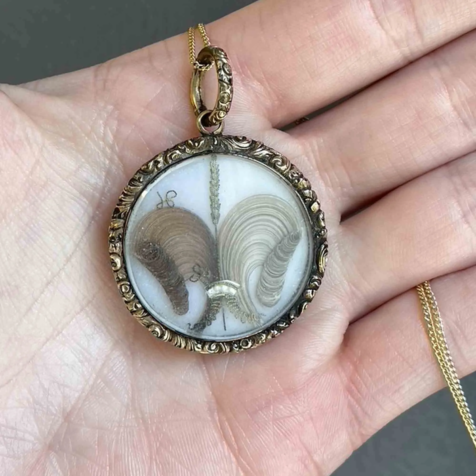 Antique Prince of Wales Pearl Repousse Engraved 1847b Georgian Locket