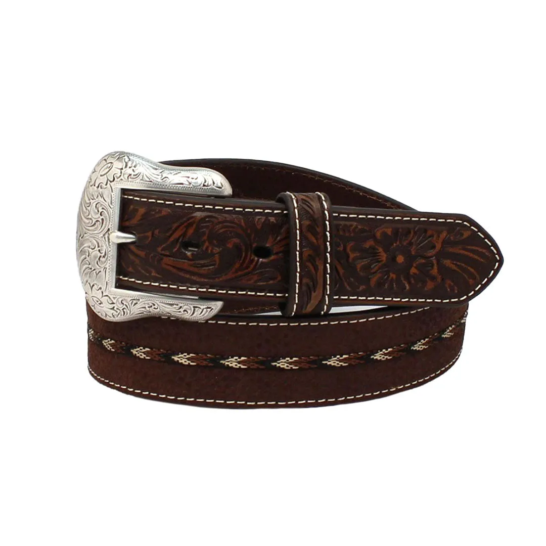 Ariat Men's Tooled Tab Braided Strap Brown Belt