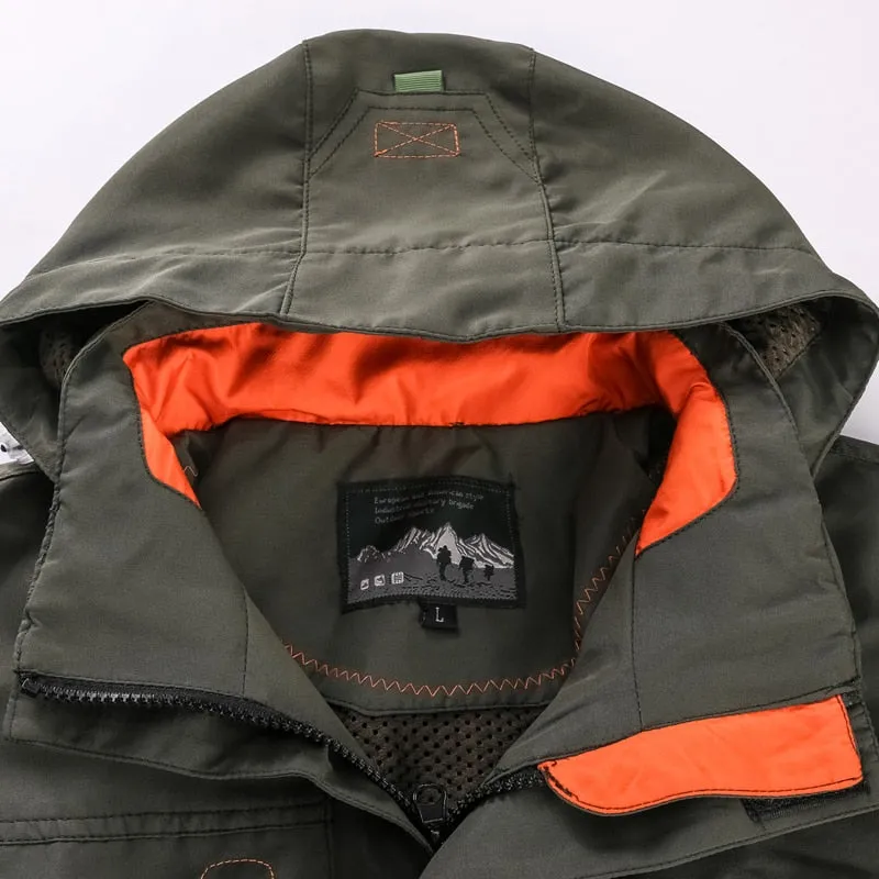 Autumn windbreaker Jacket Men's Multi Pocket Military Army outdoor ski Tourism Mountain Hiking coats