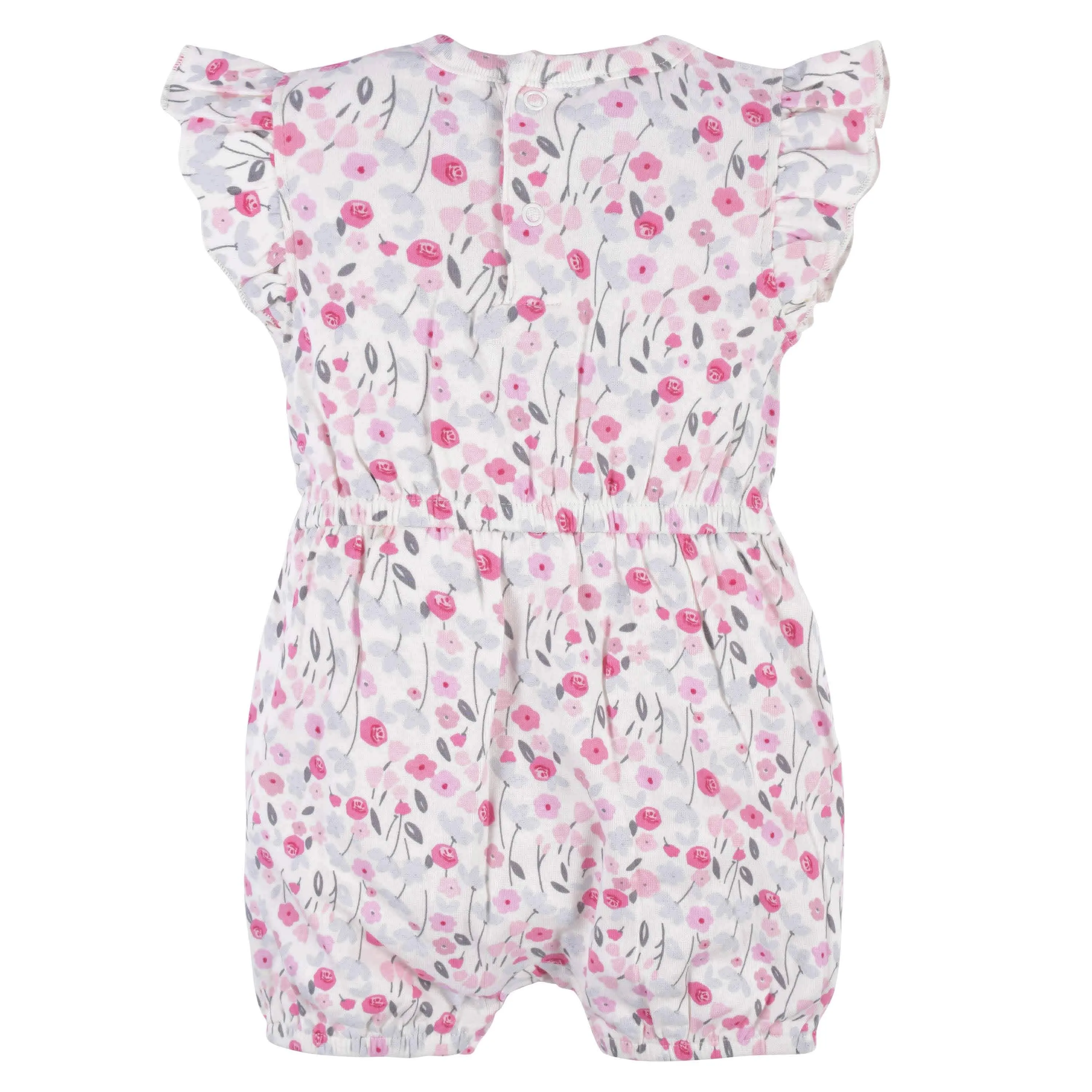 Baby Girls Comfy Stretch Roses & Bunnies Romper