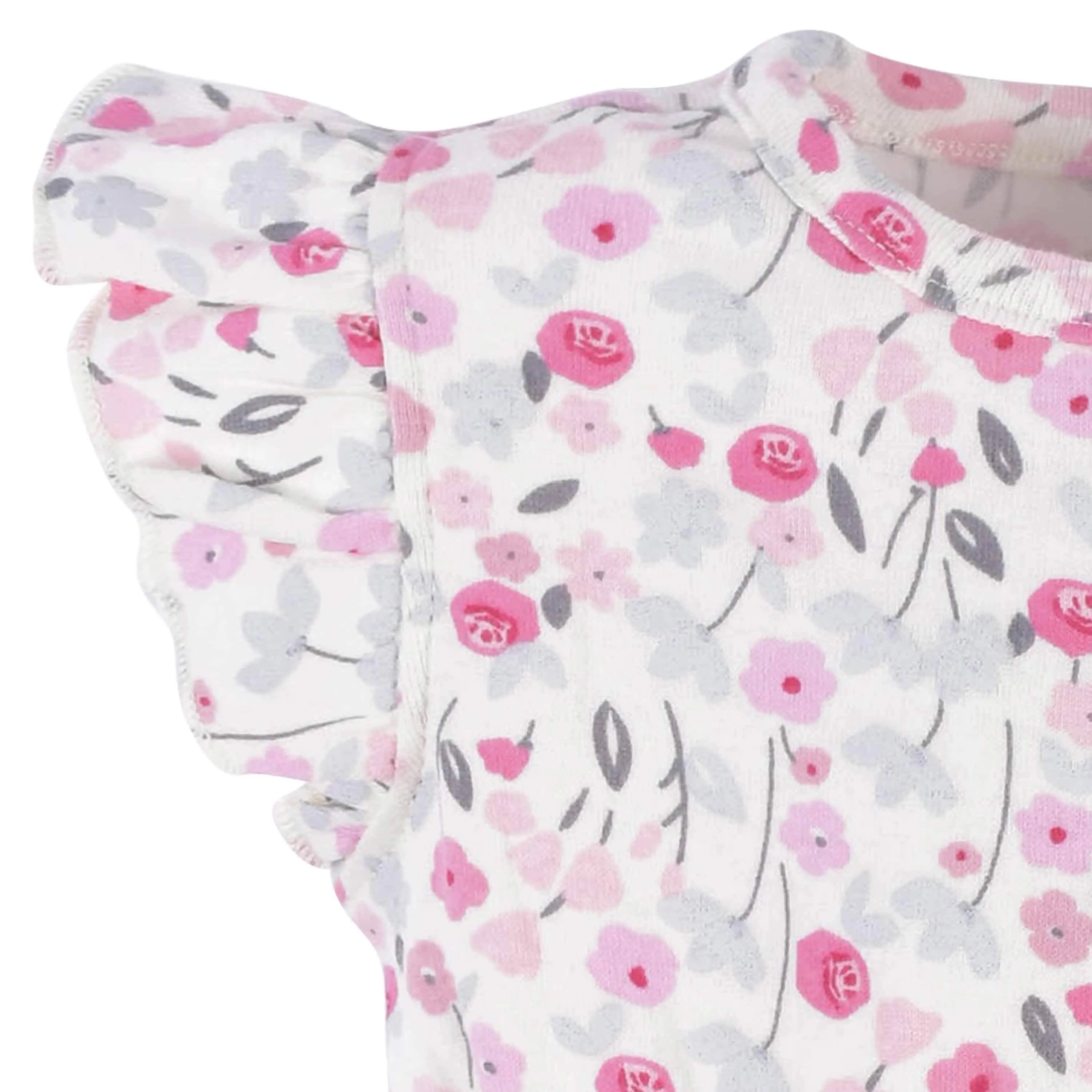 Baby Girls Comfy Stretch Roses & Bunnies Romper