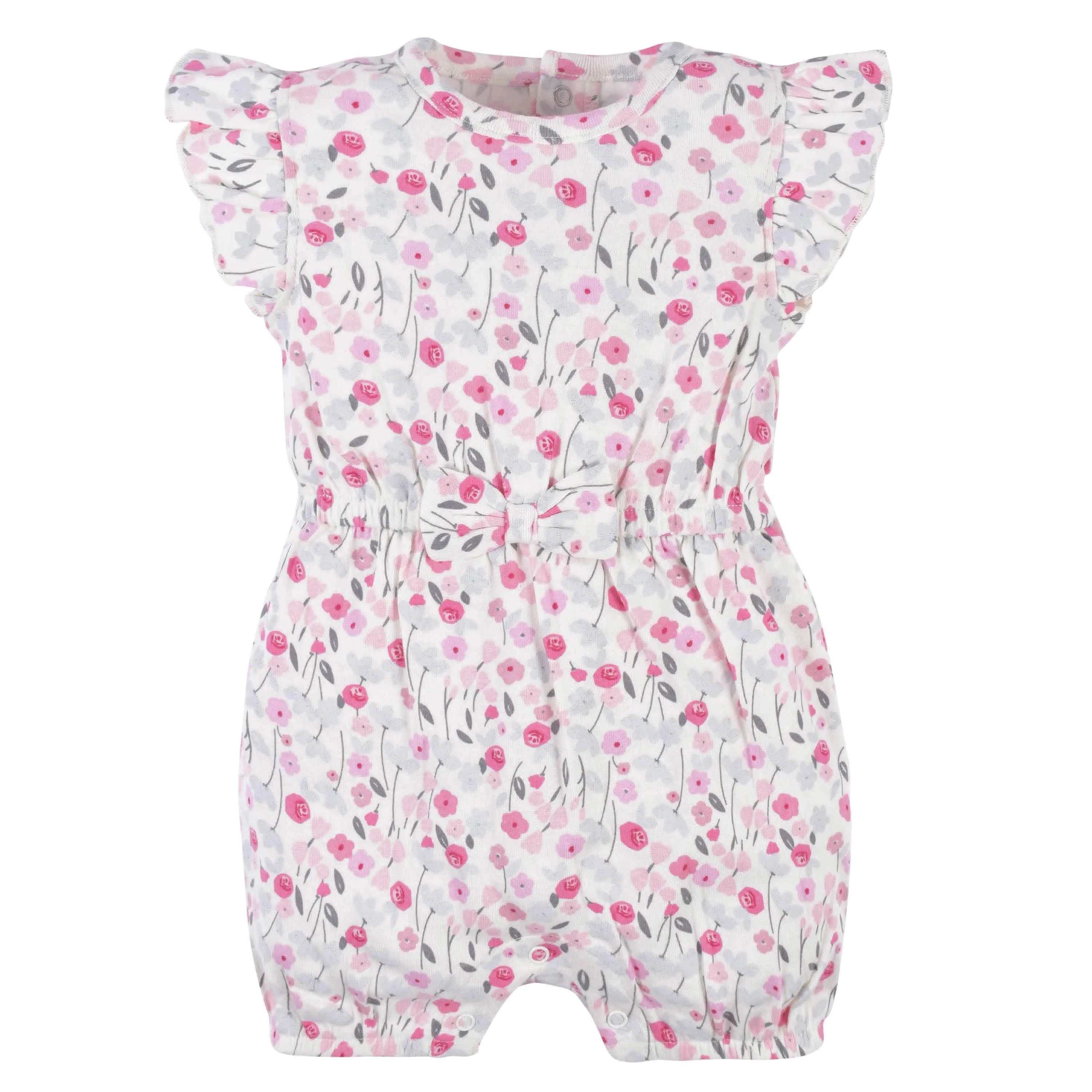 Baby Girls Comfy Stretch Roses & Bunnies Romper