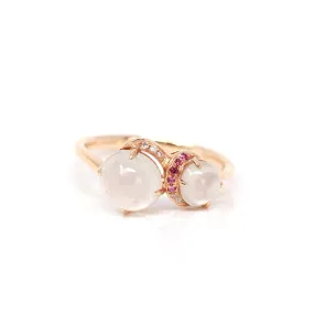 Baikalla? "Jules" 18k Rose Gold Natural Ice Jadeite Engagement Ring With Rubys & Diamonds