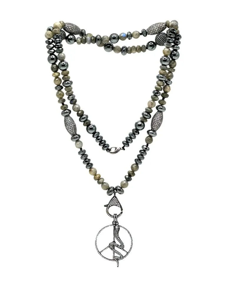 Beaded Peace Pendant Necklace