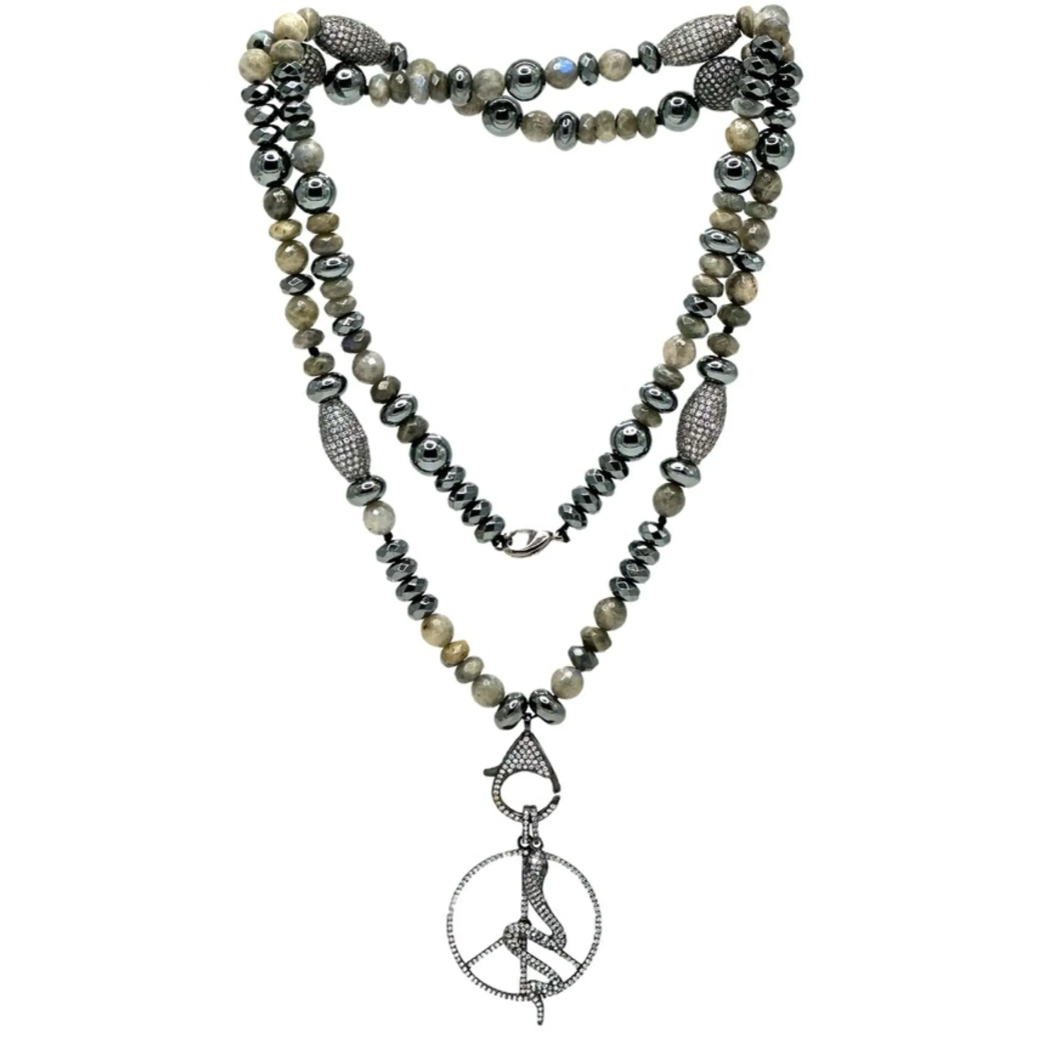 Beaded Peace Pendant Necklace