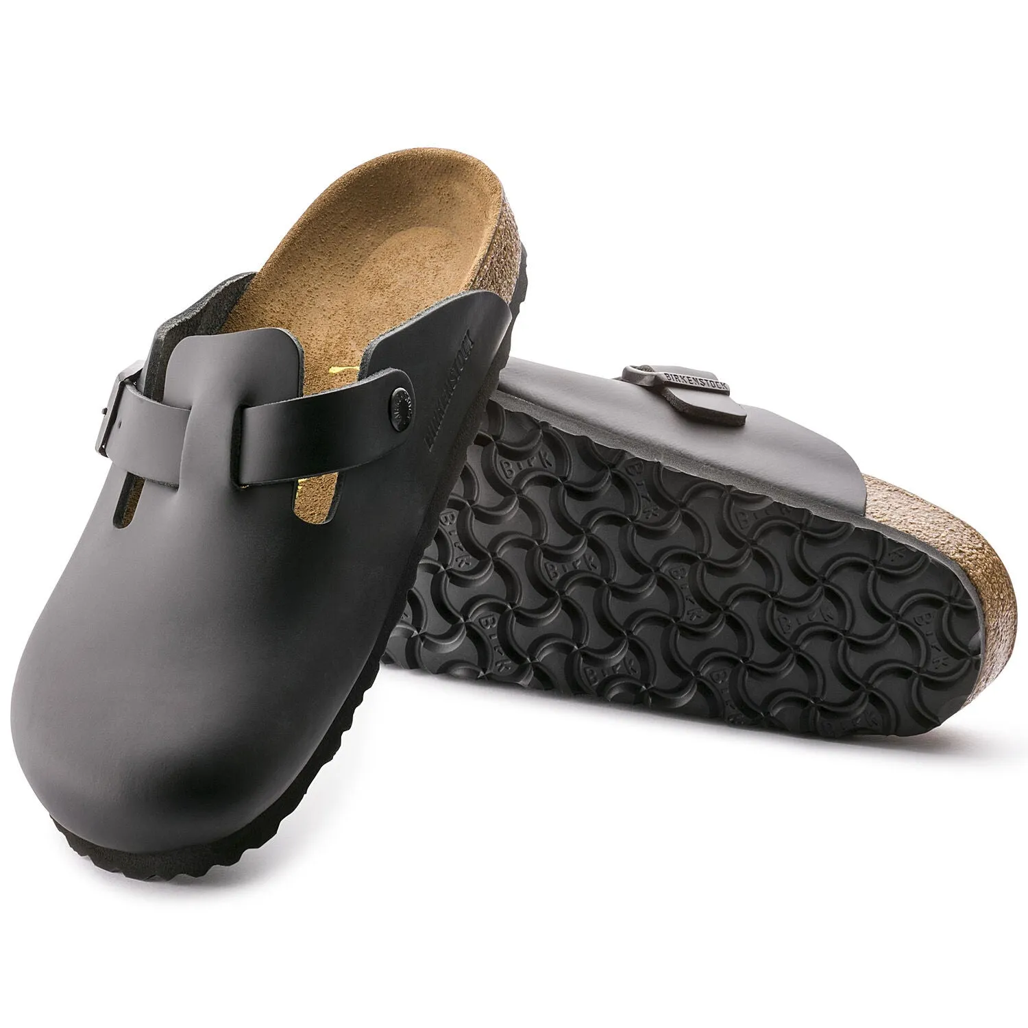 Birkenstock Boston Leather Black Clogs