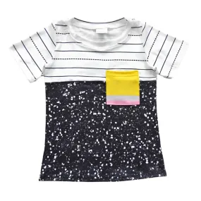 Black & Patchwork Pocket Short Sleeve Shirt