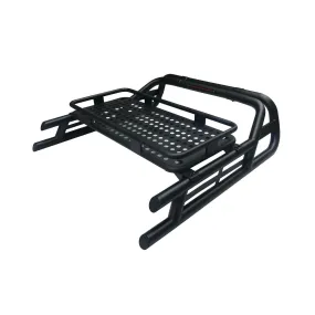 Black SUS201 Long Arm Roll Bar with Cargo Basket Rack for the Ford Ranger 2012 