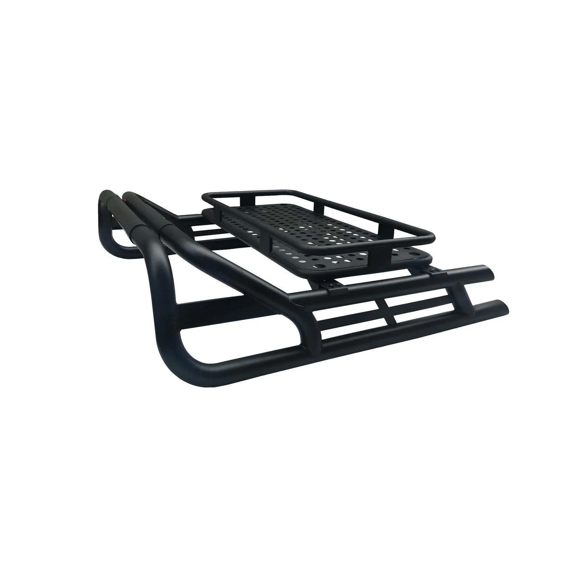 Black SUS201 Long Arm Roll Bar with Cargo Basket Rack for the Ford Ranger 2012 