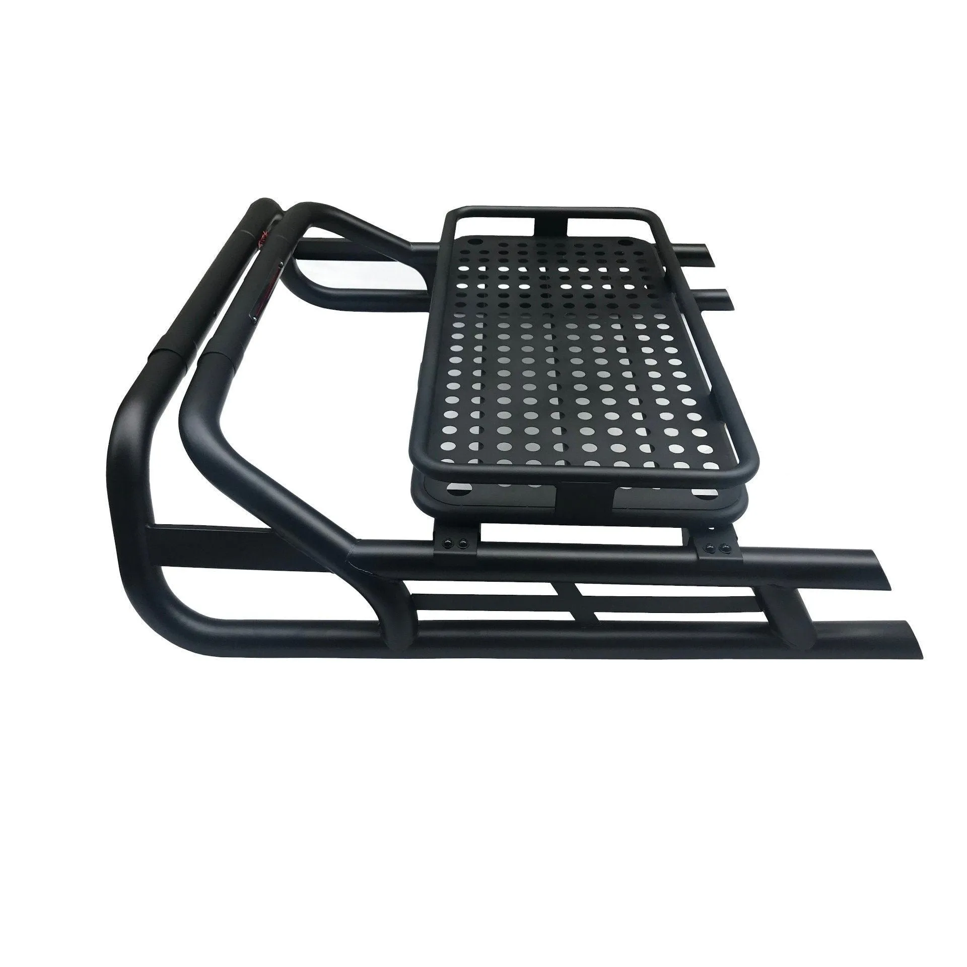 Black SUS201 Long Arm Roll Bar with Cargo Basket Rack for the Ford Ranger 2012 