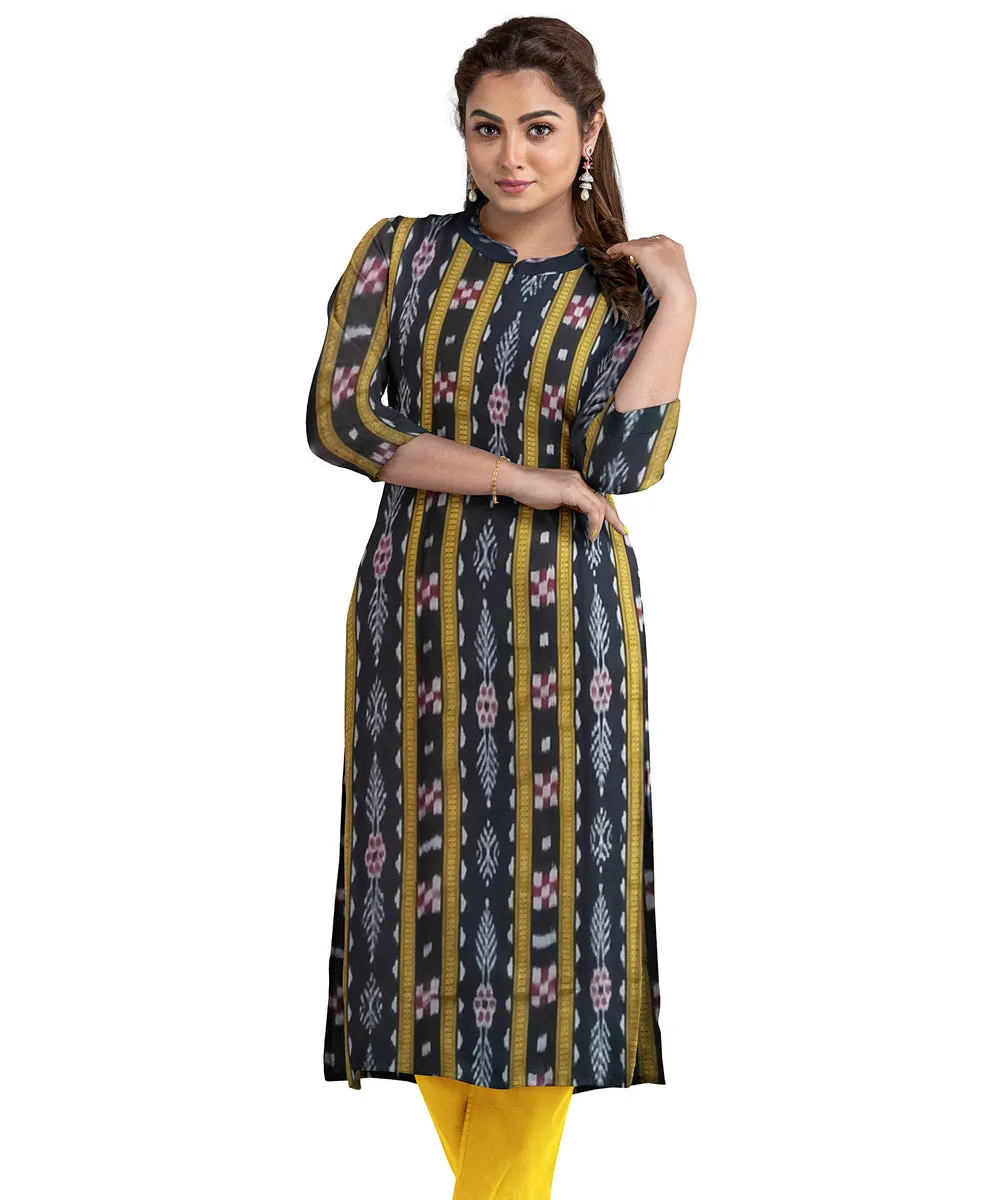 Black yellow handwoven cotton nuapatna dress material