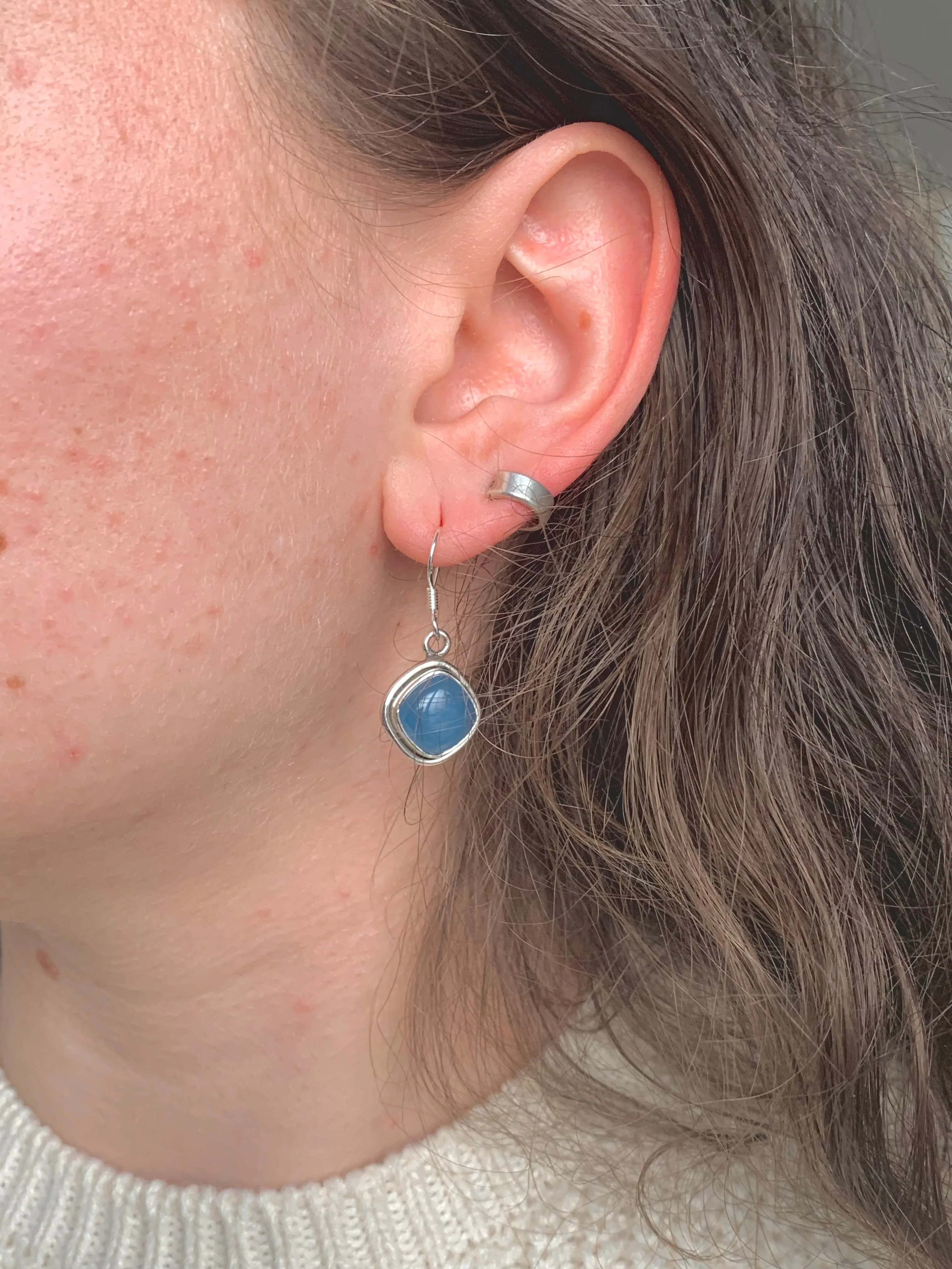 Blue Chalcedony Brea Earrings - Lozenge