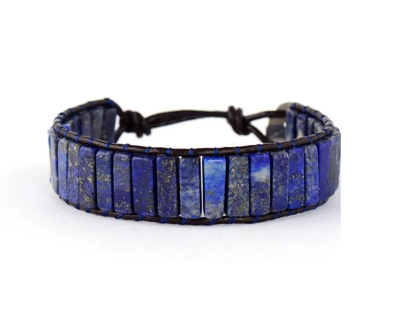 Blue Lapis Lazuli Tube Stone Bracelet