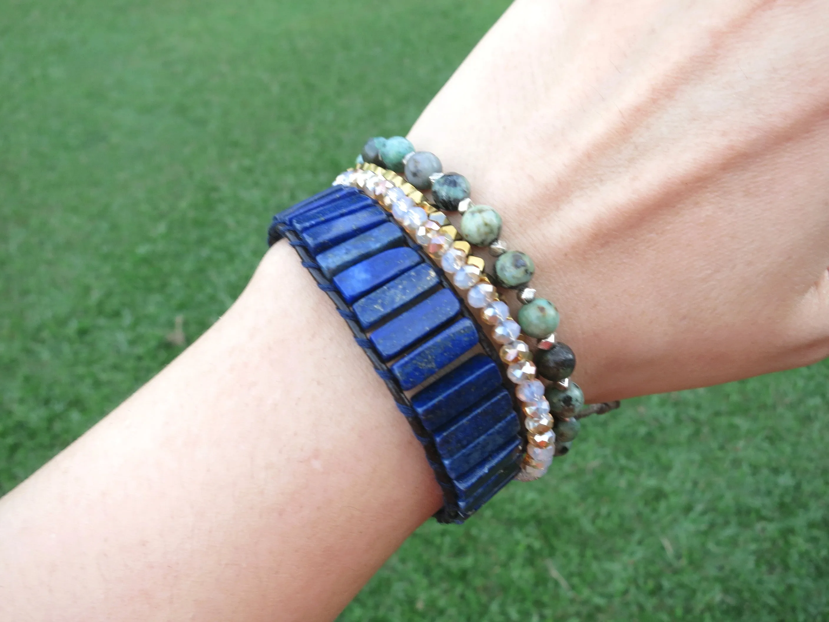 Blue Lapis Lazuli Tube Stone Bracelet