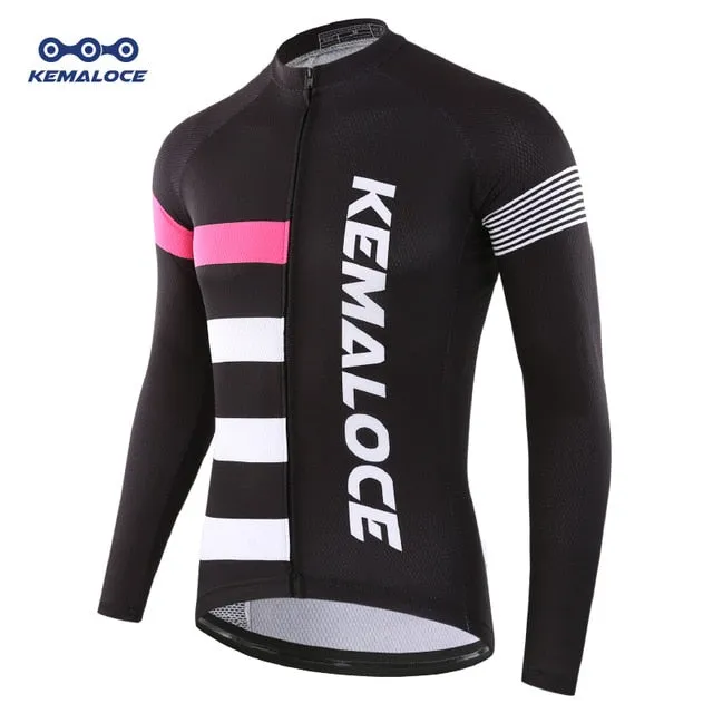 Blue Men Pro Long Sleeve Cycling Jersey Maillot Ropa Ciclismo Autumn Spring Cycling Top MTB Polyester Bike Jersey Bicycle Shirts