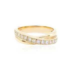 Brian Keeney 18K Yellow Gold Crisscross Diamond Ring