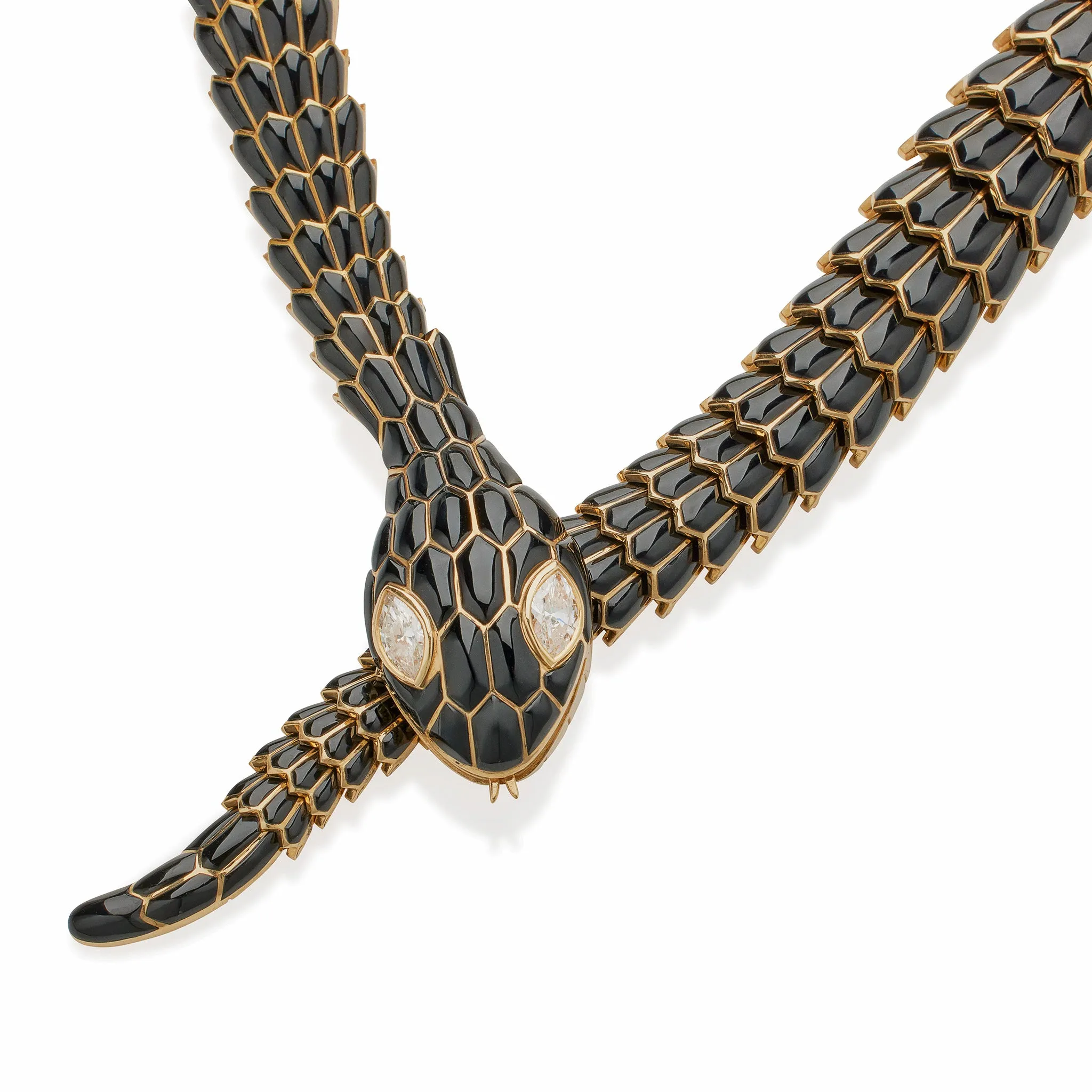 Bulgari "Black Mamba" Black Onyx Serpenti Snake Necklace