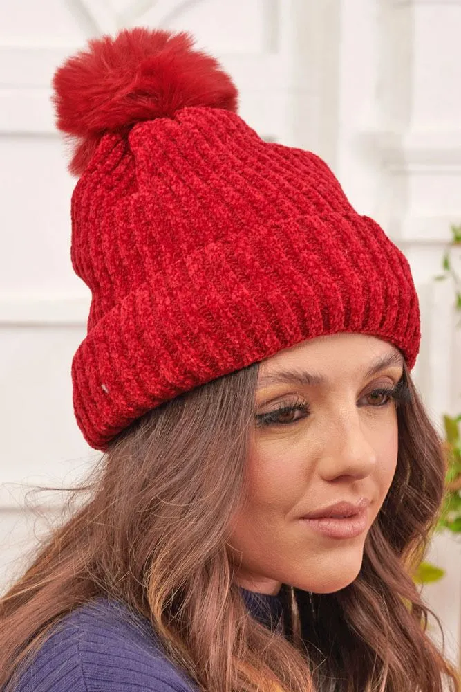 Cable Knit Soft Feel Pom Pom Beanie Hat