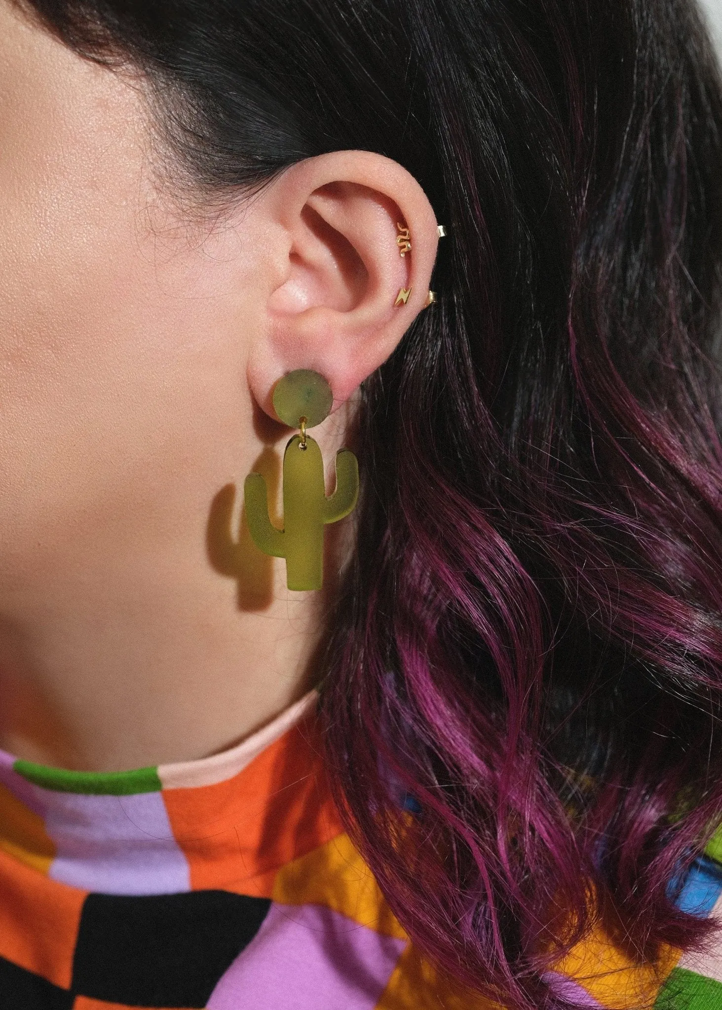 Cactus Olive Dangle Earrings