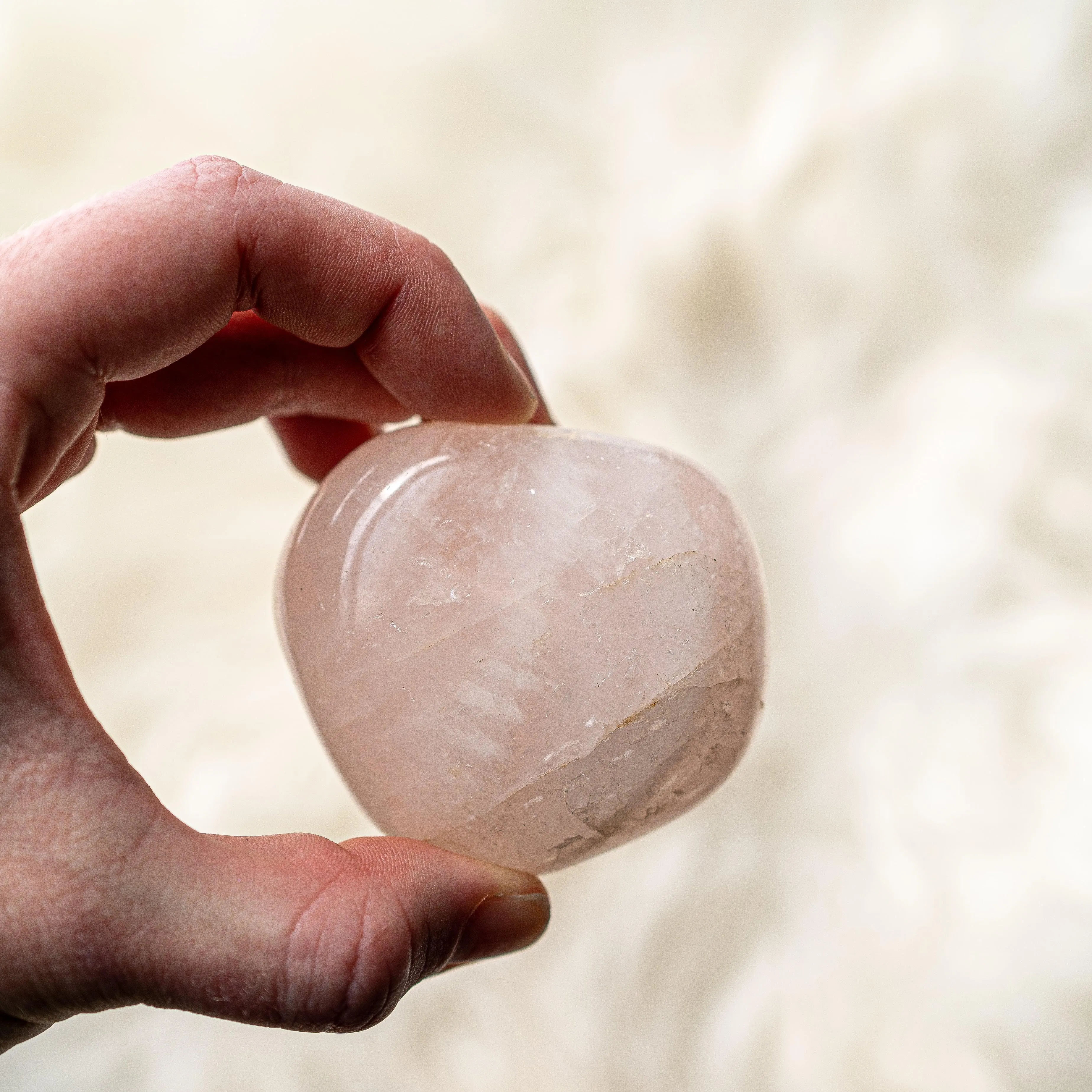 Calming Rose Quartz B Grade from Brazil~Large Hand Held Palm Stone