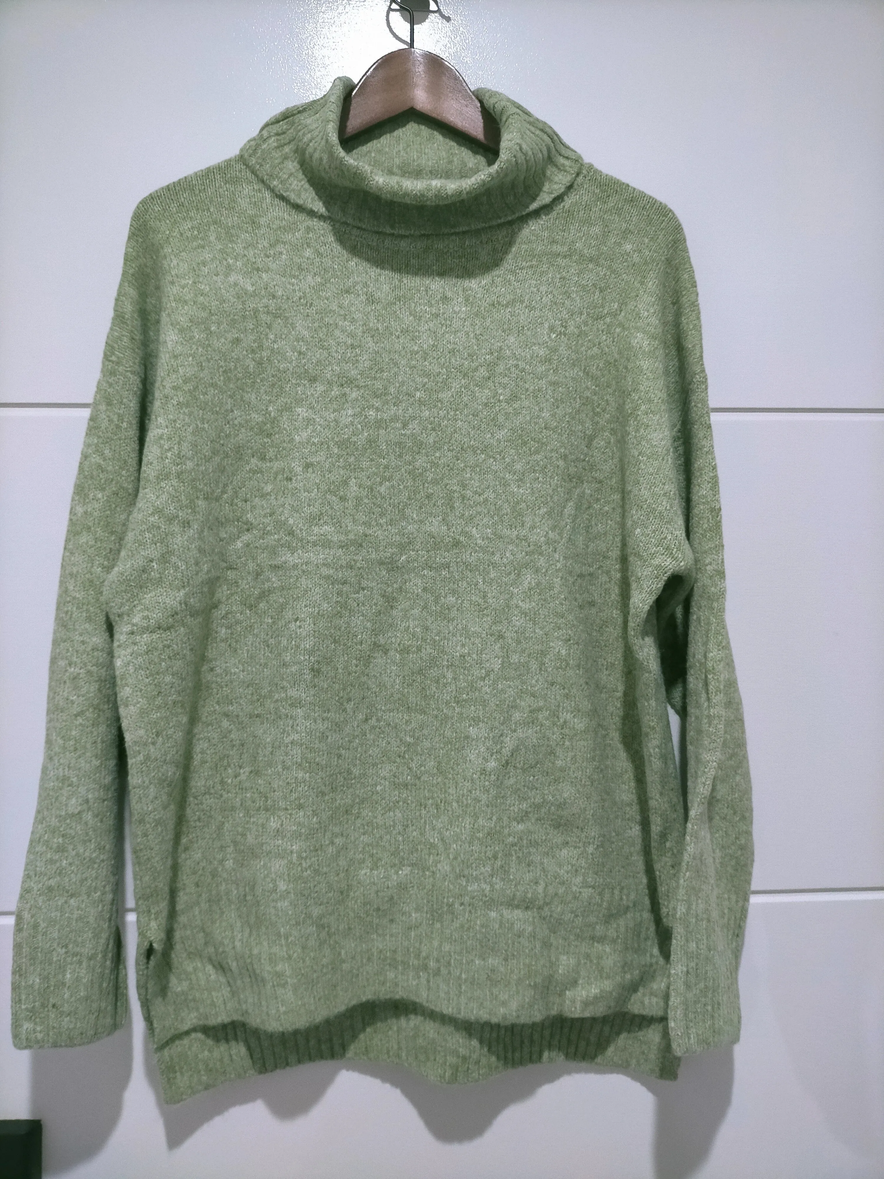 Canyon Roll Neck Knit Jumper Marled Avocado