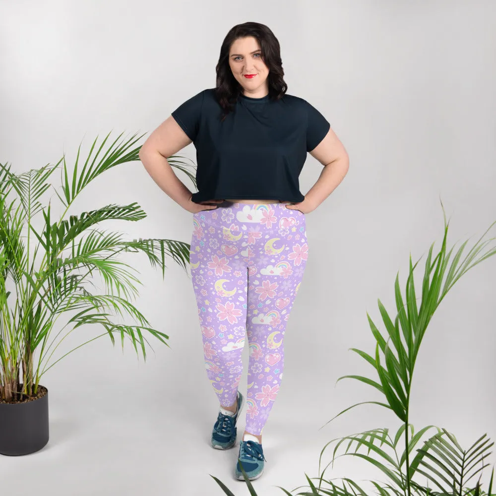 Cherry Blossom Dreams Purple Plus Size Leggings