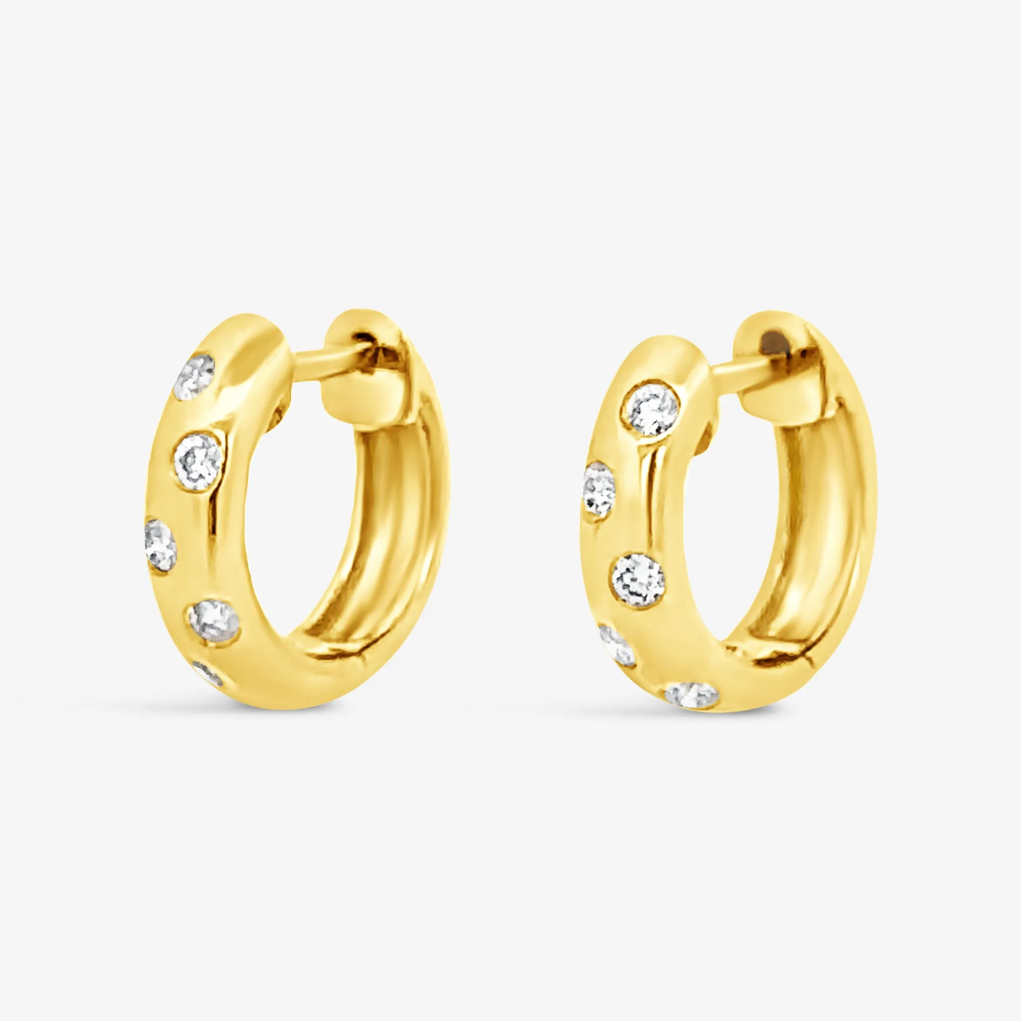 Classic Inlay Diamond Huggie Earrings