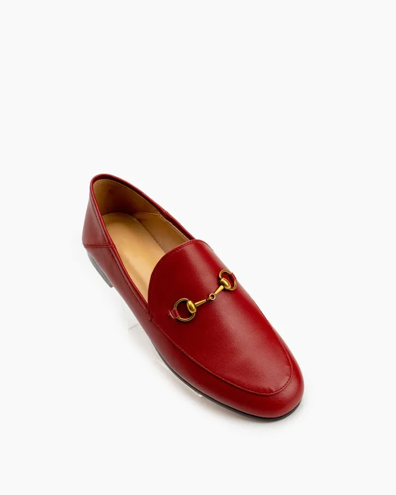 Classic Metal Buckle Leather Loafers