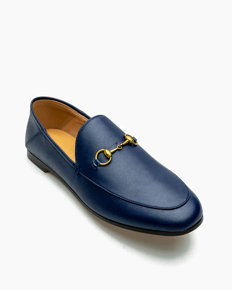 Classic Metal Buckle Leather Loafers