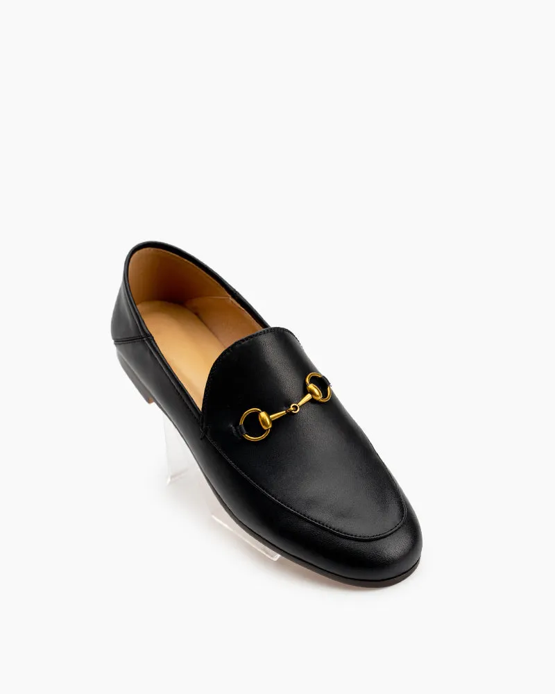 Classic Metal Buckle Leather Loafers