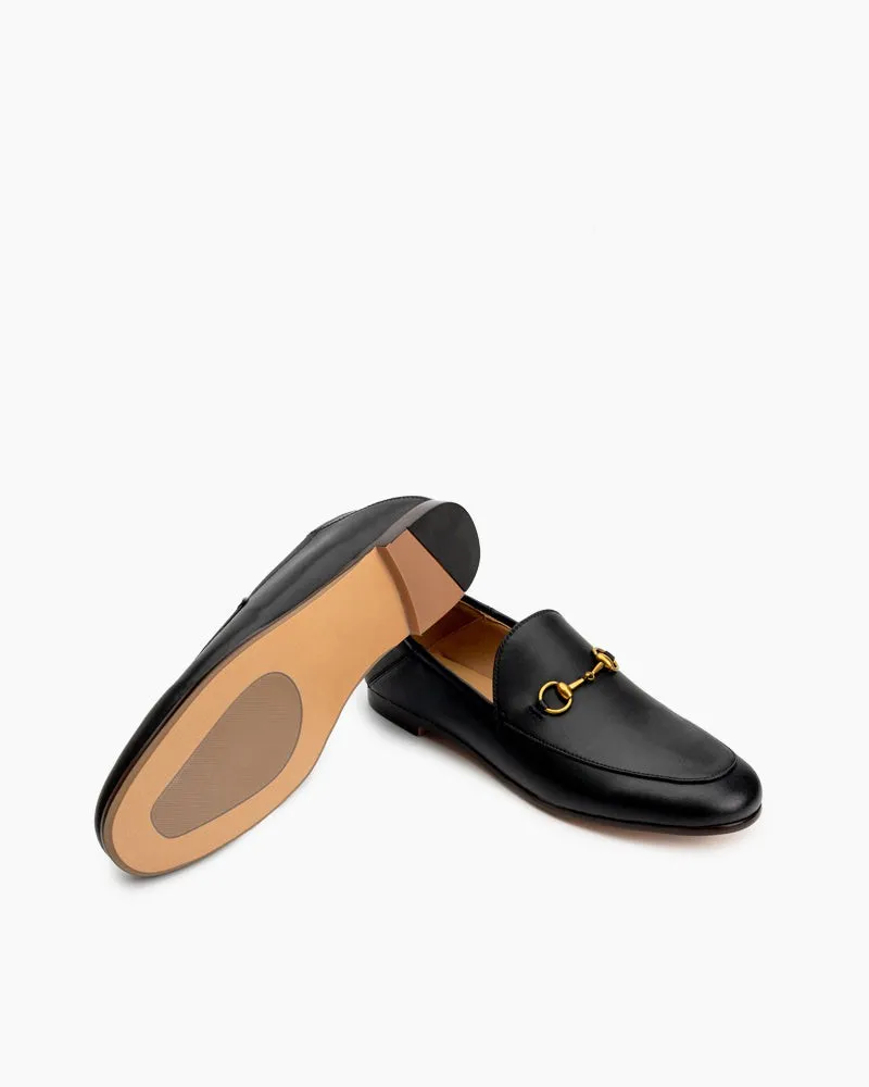 Classic Metal Buckle Leather Loafers